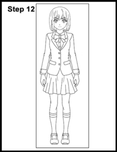Manga School Girl drawing step 12
