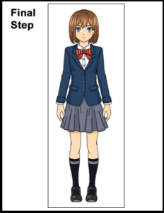 Manga School Girl drawing step 13