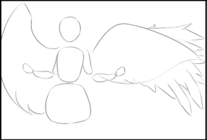 Step 4 of drawing anime and manga wings
