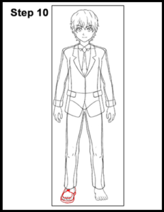 manga school boy drawing step no 10