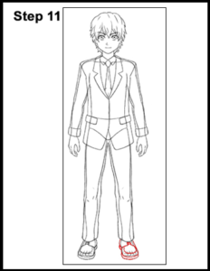 manga school boy drawing step no 11