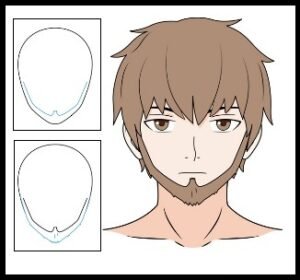 Anime beard with sideburns drawing