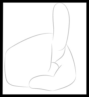 Draw the thumb and fingers