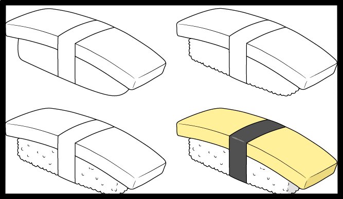 How to Draw Tamago Sushi Step by Step