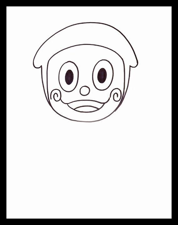 Draw side edges of the ninja hattori head (1)