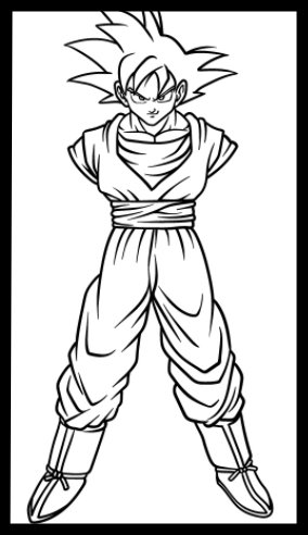 Draw the other leg for Goku