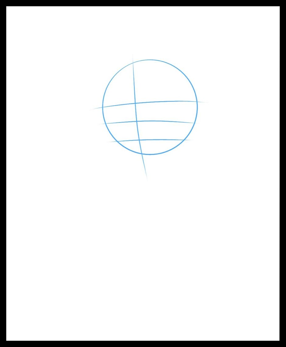 Step 2) Draw some lines it will help you to locate the area to draw eyes, ears, nose, and mouth