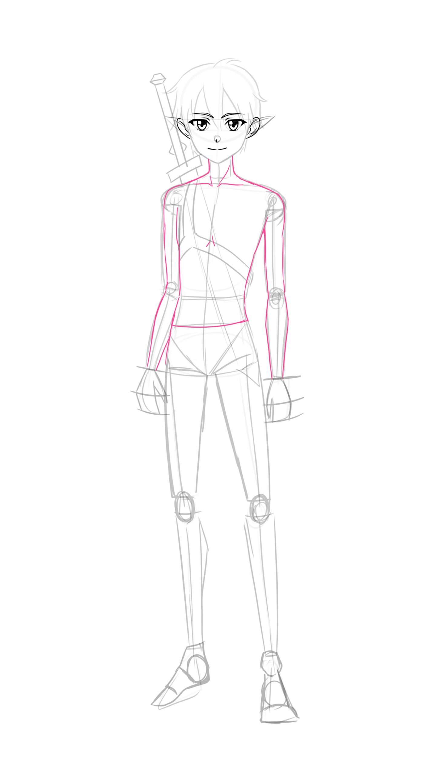13) How to draw Kirito shoulders