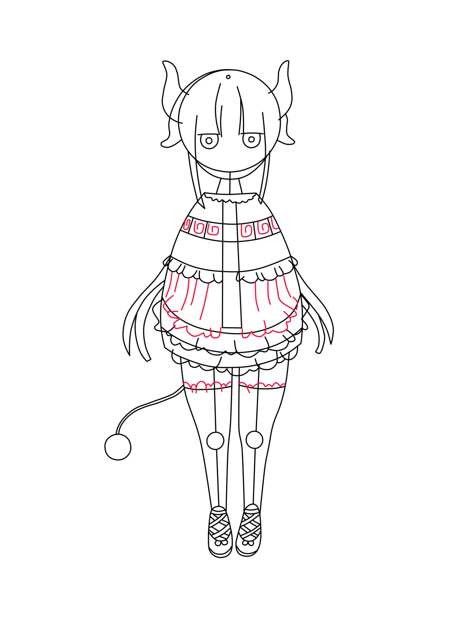 Add Details to Her Dress and Socks