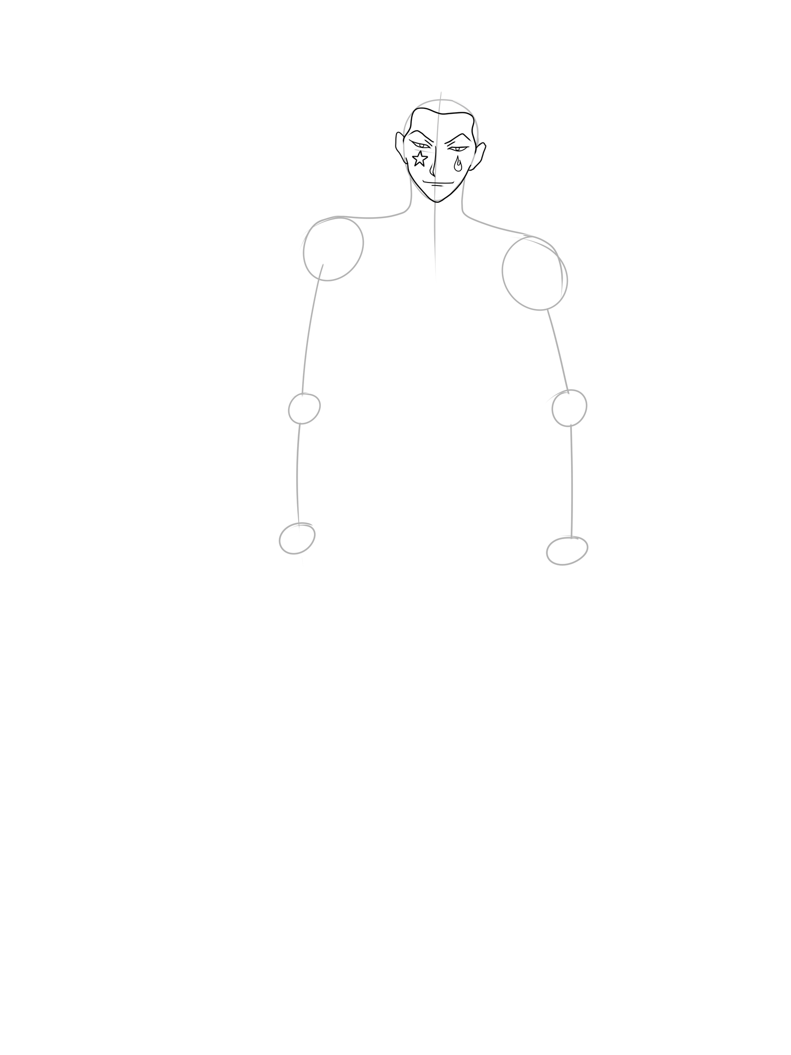 STEP 5) Draw Hisoka's Eyes, Nose, Mouth, and Tattoos