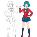 Anime manga cute girl in uniform