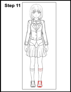 Manga School Girl drawing step 11