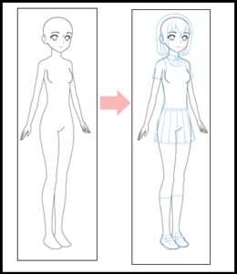 Step 4 – Draw the Anime Clothes