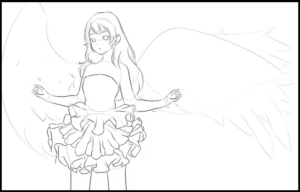 Step 6 of drawing anime and manga wings