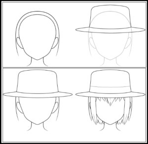 Drawing of an anime fedora hat
