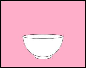 Rim point drawing in a rice bowl