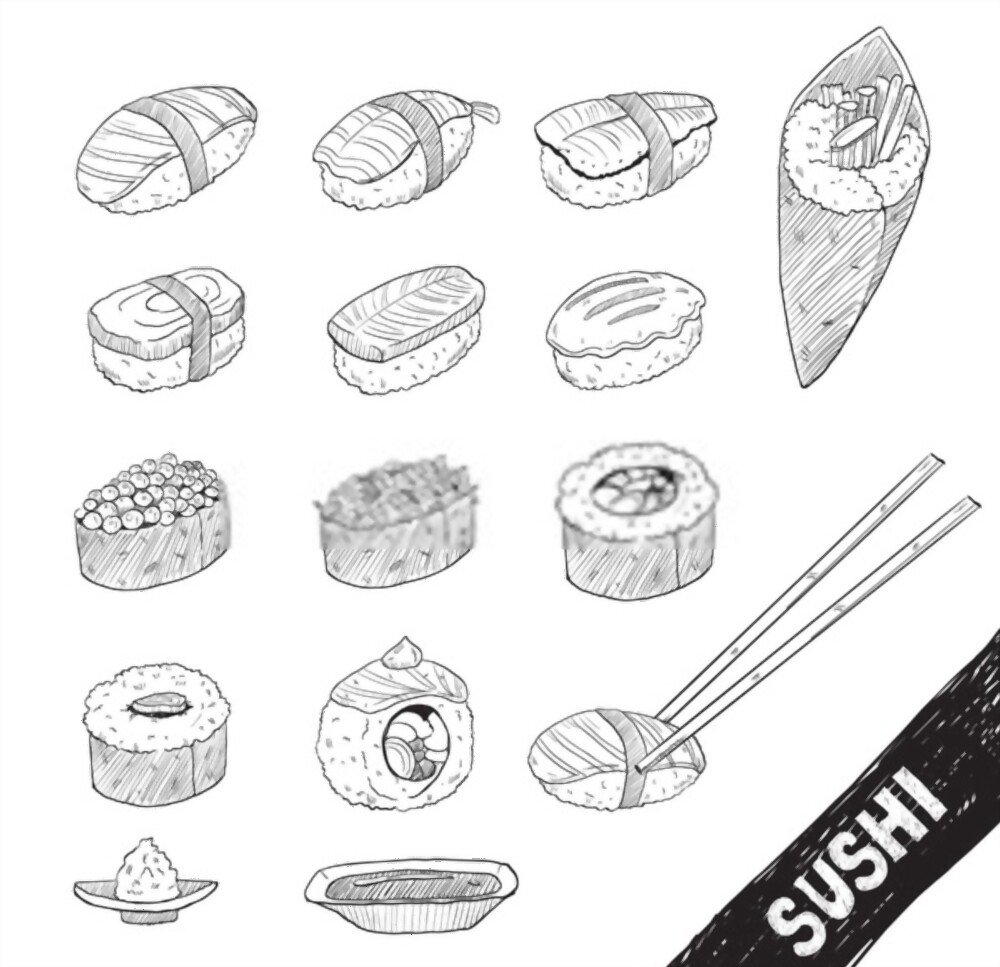 how to draw sushi