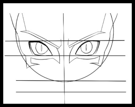 Step 2) How to Draw Naruto's Eyes