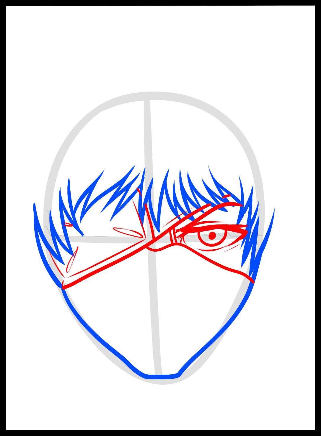 Step 3) Sketch out Keneki ken Eye Outline