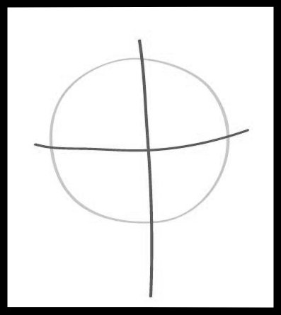 Step No 2) Draw the center and eye lines