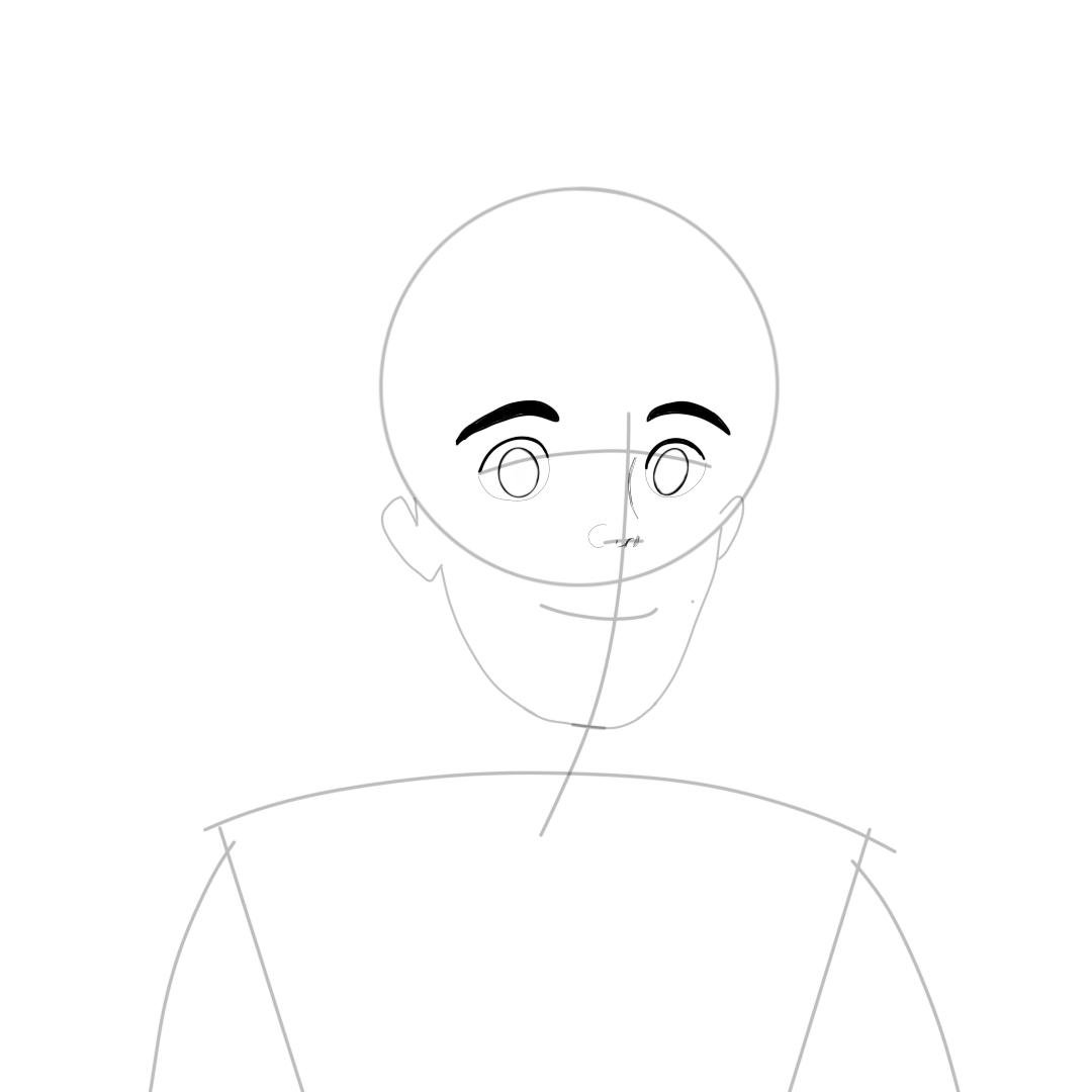 Draw Yasuko’s Eyes, Pupils, and Eyebrows