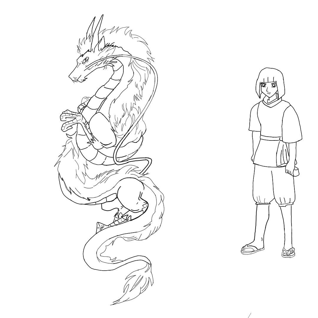 Drawing Haku (Dragon) From Spirited Away. Let's draw Haku